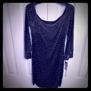 Black Beaded Cocktail Dress NWT
